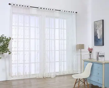 Высококачественные вышитые белые шторы для спальни, шторы для гостиной, шторы из вуали для оконных штор