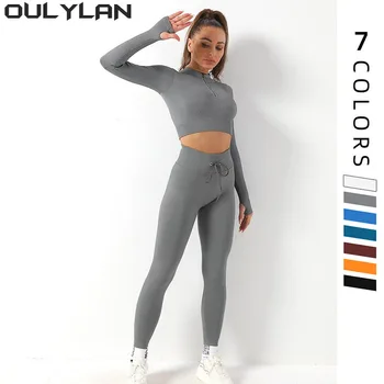 Oulylan Train Gym Set Женский спортивный костюм Костюм для йоги с длинным рукавом для фитнеса Спортивная одежда Женская спортивная одежда Новая тренировочная одежда