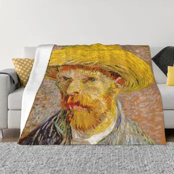 Автопортрет с серыми фетровыми шляпными одеялами дышащий мягкий фланелевый Sprint Винсент Ван Гог Плед для дивана Офисные постельные принадлежности