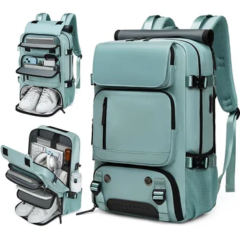 18 дюймов Женский дорожный рюкзак Водонепроницаемый бизнес-рюкзак для ноутбука с сумкой для обуви USB Зарядка Походы Кемпинг Рюкзак Школьные сумки