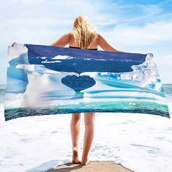 Пляжное полотенце из микрофибры Iceberg,Пляжные полотенца Негабаритное, быстросохнущее банное полотенце без песка Большое, впитывающее мягкое полотенце для ванной комнаты