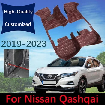 Изготовленные на заказ кожаные автомобильные коврики для Nissan Qashqai 2019 2020 2021 2022 2023 Автомобильные ковры Коврики Накладки для ног Аксессуары