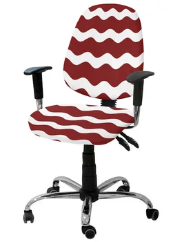 Red Ripple Waves Эластичное кресло Чехол для компьютерного кресла Эластичный съемный чехол для офисного стула Чехол для гостиной Раздельные чехлы для сидений