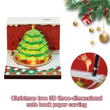 Рождественская елка 3D трехмерная записная книжка Бумажная заметка 3D Резьбовой блок Рождество 2024 Офисы Бумага День рождения Блокнот N B4J9