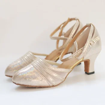 Закрытый носок Латиноамериканская танцевальная обувь для женщин Сетчатые каблуки Взрослые женские сандалии На открытом воздухе / Бальные танго Обувь Женская обувь для танцев сальса