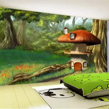 beibehang Пользовательские обои 3d фотообои креативные простые сказочные мир грибной дом детская комната фон обои