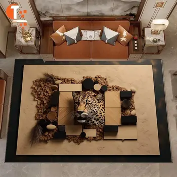 3D Animal Patten Домашний ковер для гостиной Леопард Реалистичные коврики для гостиной Украшение Коврик для входной двери Властный диван Коврик