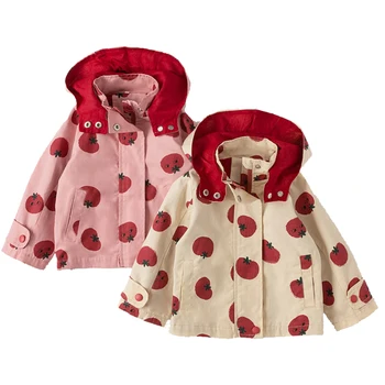 2020 Мода Дети Девочки Куртка Пальто Однобортная Куртка Осень Весна Дети Съемная Куртка с капюшоном 1-7Y