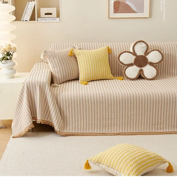  современный простой стиль жаккардовый чехол для подушки синий зеленый зеленый желтый геометрическая волна полосатая декоративная подушка диван спинка кресла наволочка