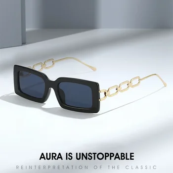 Новые солнцезащитные очки в маленькой квадратной оправе, простые квадратные очки с цепочкой, индивидуальность, все, солнцезащитные очки, женщина