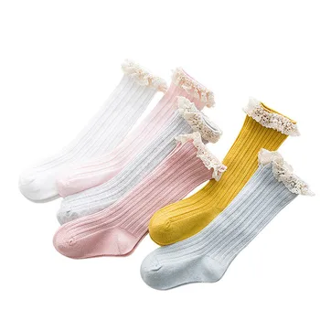 бесплатная доставка детские носки до колена с кружевом дешевые вещи оборки носки kid princess girls baby гетры для ног хлопок