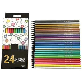 24 Количество Цветные карандаши для рисования металлик Карандаши для рисования Карандаши для рисования Цветные художественные карандаши Карандаши для рисования Картина для путешествий Дропшиппинг