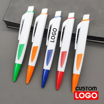 100 шт. Настраиваемые объемные шариковые ручки с нанесенным логотипом для офисного использования и рекламным логотипом для рекламных канцелярских принадлежностей