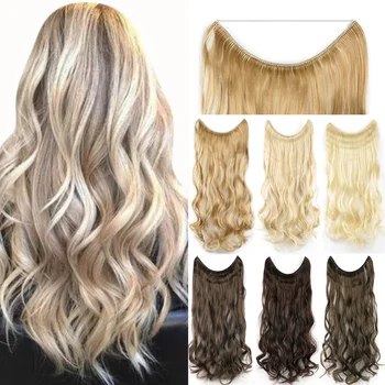 17 цветов длинные серые светлые синтетические волосы шиньоны наращивание рыбьей линии невидимые волнистые ореолы наращивания волос для женщин