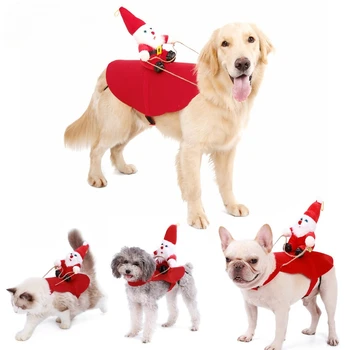 Рождественская собака Кошка Одежда Сменная одежда Санта-Клаус Причудливая маленькая Средняя собака Золотистый ретривер Осенние и зимние костюмы