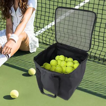 Сумка для тележки для теннисного мяча Черная корзина для теннисных мячей для обучения и практики
