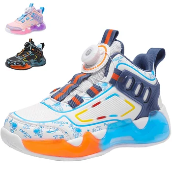 Мода Молодежь Детская спортивная обувь на открытом воздухе Обувь для мальчиков и девочек Школа Спортивные тренировки Баскетбольная обувь Студент 32-39