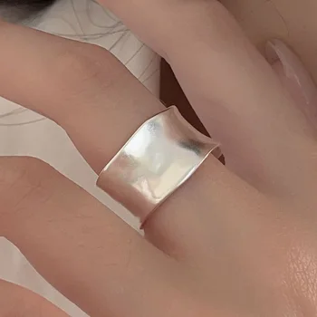 BF CLUB 925 пробы стерлинговое серебро нерегулярное кольцо женское широкое дамп открытый простой ретро стиль кольца ручной работы ювелирные изделия подарок на день рождения