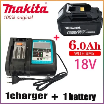 Makita 18 В Аккумулятор 6000 мАч Аккумуляторная батарея для электроинструментов со светодиодным литий-ионным аккумулятором LXT BL1860B BL1860 BL1850 + 3A Зарядное устройство