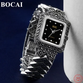 BOCAI S925 Браслет из стерлингового серебра для мужчин Женские деловые часы 2023 Новые женские модные часы с ремешком Pure Argentum