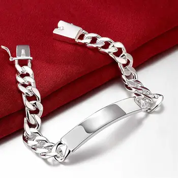 Благородная классическая 10-миллиметровая геометрия цепочка модная 925 пробы стерлингового серебра браслеты для мужчин и женщин Свадебная вечеринка Рождественские подарки ювелирные изделия
