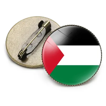 Страны Флаг Время Драгоценный камень Кристалл Брошь Катар Палестина Саудовская Аравия Сирия Иран Круглые Винтажные Металлические Значки Для Мужчин Оптом