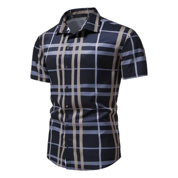 2023 Новая летняя мужская рубашка Дышащая шелковая гладкая деловая повседневная рубашка Мужская одежда с половиной рукава
